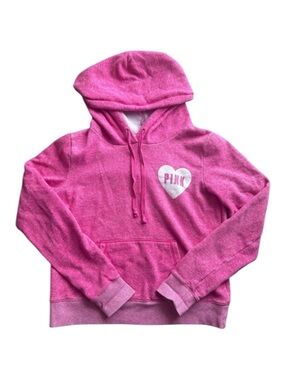 Victoria’s Secret PINK Hoodie (size: M) Heart Logo Pullover Sweatshirt Y2K